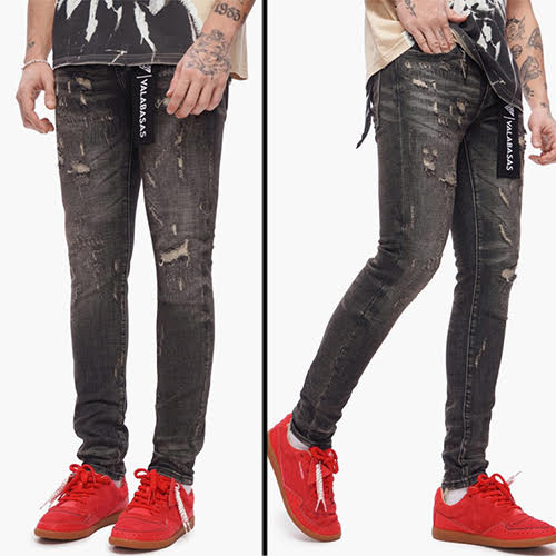 VALABASAS COLLAGE SKINNY DENIM GREY VINTAGE WASH