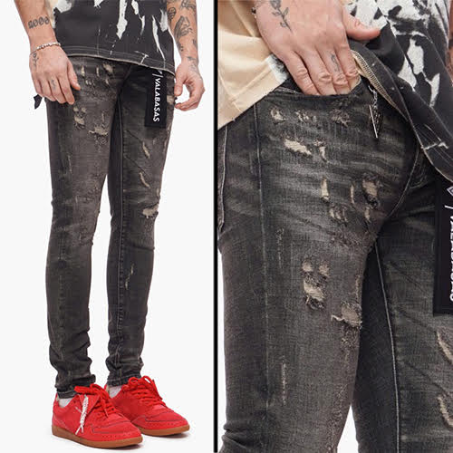 VALABASAS COLLAGE SKINNY DENIM GREY VINTAGE WASH