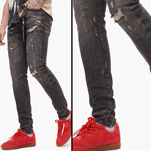 VALABASAS COLLAGE SKINNY DENIM GREY VINTAGE WASH