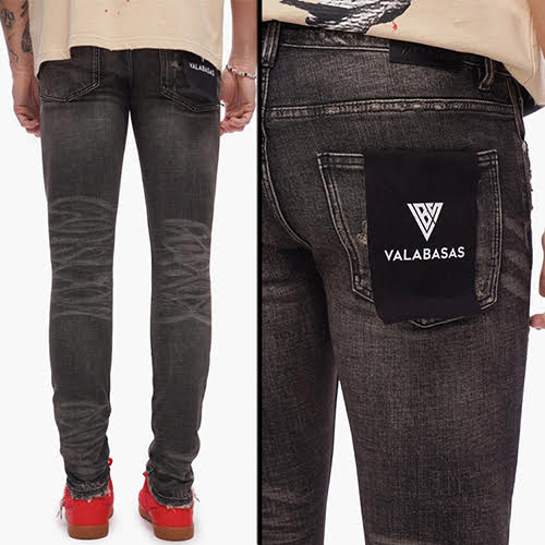 VALABASAS COLLAGE SKINNY DENIM GREY VINTAGE WASH