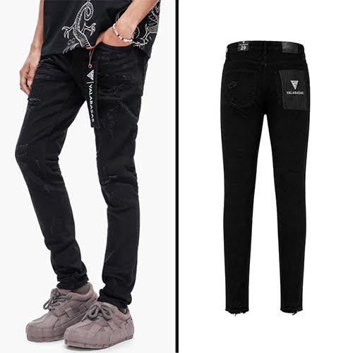 VALABASAS COLLAGE SKINNY DENIM JET BLACK