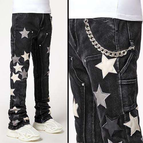 GUAPI OBSIDIAN BLACK VINTAGE STARS DENIM
