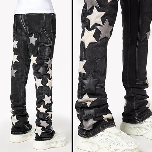 GUAPI OBSIDIAN BLACK VINTAGE STARS DENIM