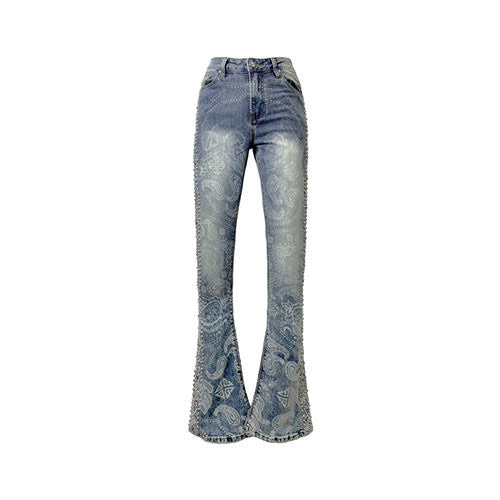 GUAPI AQUA BLUE RIVETS STACKED DENIM