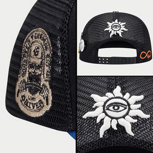GODSPEED GS FOREVER TRUCKER HAT BLACK BLUE ORANGE