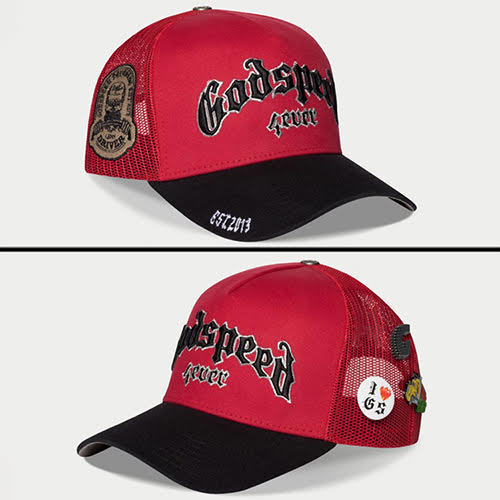 GODSPEED GS FOREVER TRUCKER HAT RED BLACK