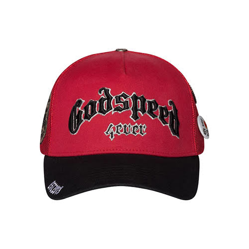 GODSPEED GS FOREVER TRUCKER HAT RED BLACK