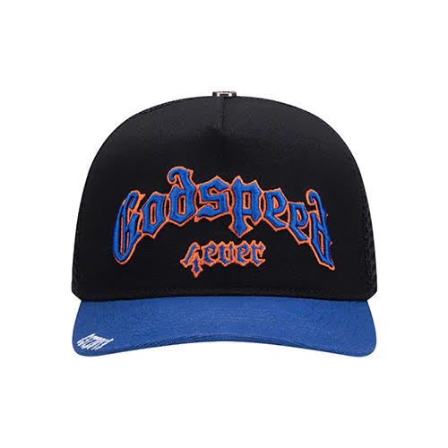 GODSPEED GS FOREVER TRUCKER HAT BLACK BLUE ORANGE