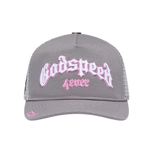 GODSPEED GS FOREVER TRUCKER HAT GREY PINK