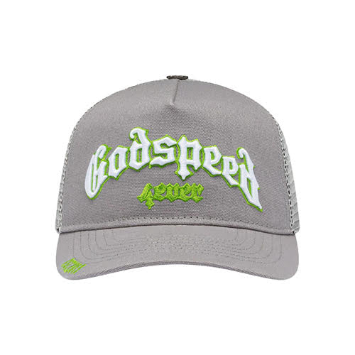 GODSPEED GS FOREVER TRUCKER HAT GREY LIME