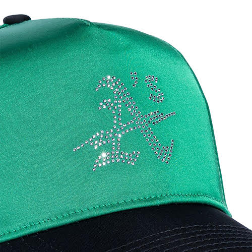 REFERENCE OAK CRYSTALS SNAPBACK CAP GREEN SATIN/BLACK
