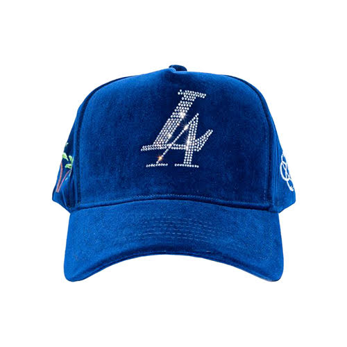 REFERENCE PARADISE LA CRYSTALS SNAPBACK CAP NAVY VELOUR