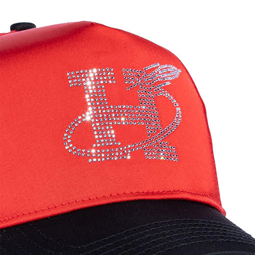 REFERENCE ROCKTROS CRYSTALS SNAPBACK CAP RED SATIN/BLACK