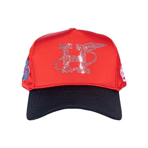 REFERENCE ROCKTROS CRYSTALS SNAPBACK CAP RED SATIN/BLACK