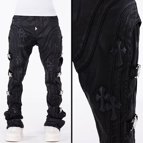 GUAPI ALL BLACK CROSS BUCKLE DENIM