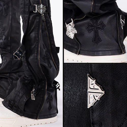 GUAPI ALL BLACK CROSS BUCKLE DENIM