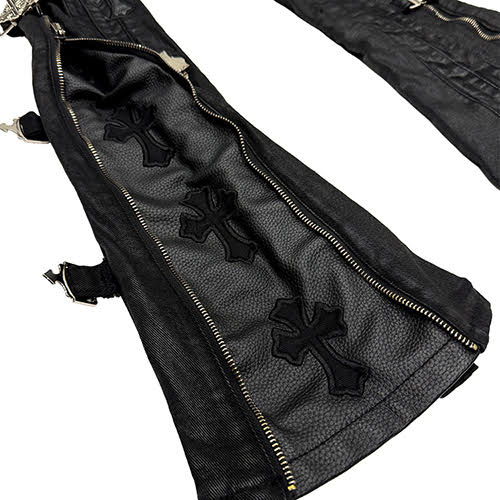 GUAPI ALL BLACK CROSS BUCKLE DENIM