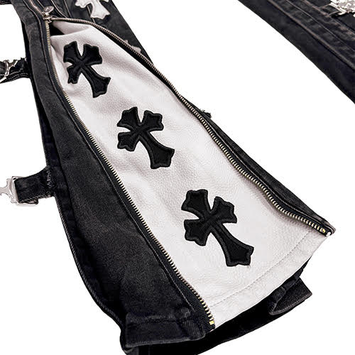 GUAPI OBSIDIAN BLACK CROSS BUCKLE DENIM