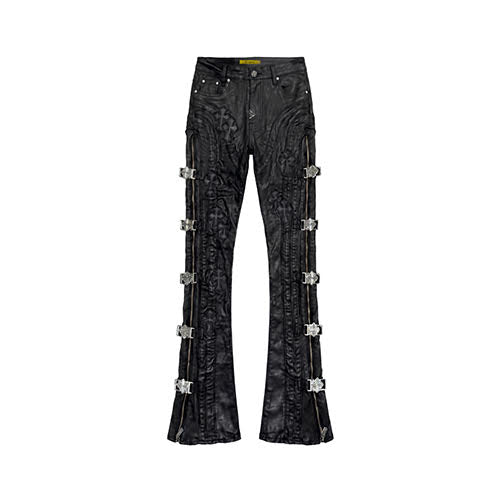 GUAPI ALL BLACK CROSS BUCKLE DENIM