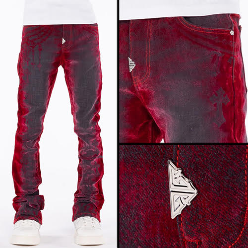 GUAPI BLOOD RED LASER HEAVENS VAULT DENIM