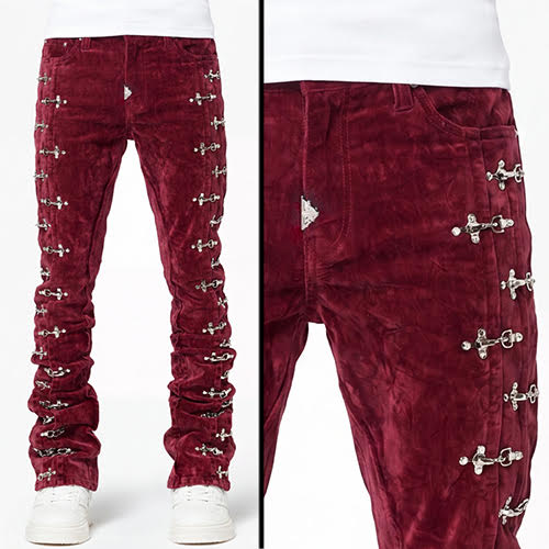 GUAPI RED VELVET AVIATION CLASP PANT