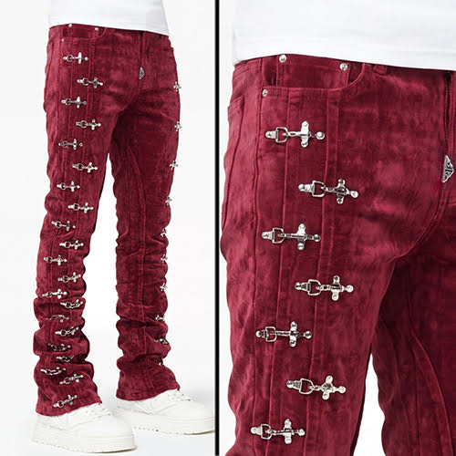 GUAPI RED VELVET AVIATION CLASP PANT