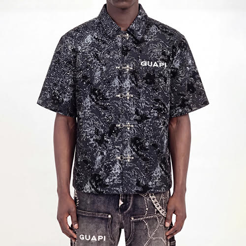GUAPI OBSIDIAN BLACK LASER VELVET SHIRT