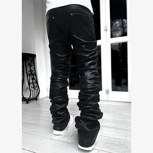 GUAPI ALL BLACK SUPER STACKED LEATHER PANT