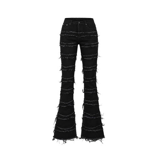 mnml X597 PANELED SKINNY STACKED DENIM - BLACK