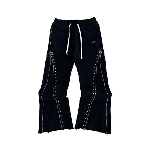 DEMIK EXCLUSIVES STUDDED 3X ZIP FLARED SWEATS