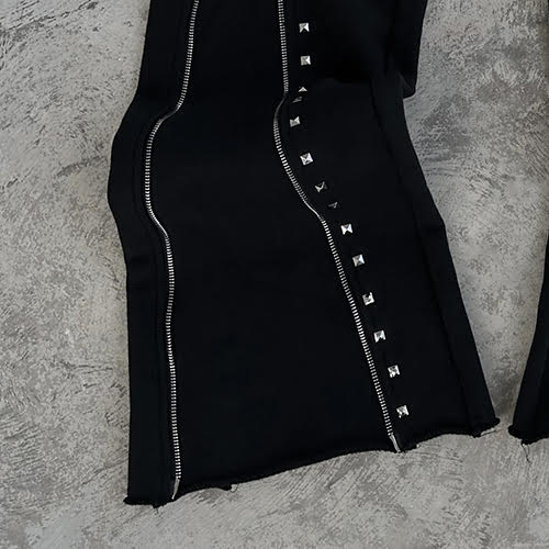DEMIK EXCLUSIVES STUDDED 3X ZIP FLARED SWEATS