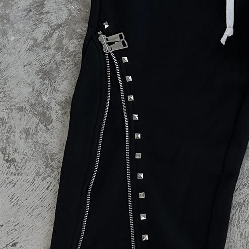 DEMIK EXCLUSIVES STUDDED 3X ZIP FLARED SWEATS