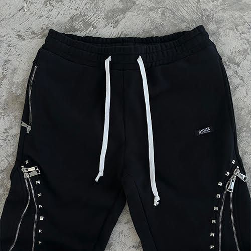 DEMIK EXCLUSIVES STUDDED 3X ZIP FLARED SWEATS