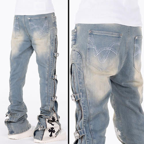 GUAPI VINTAGE BLUE CROSS BUCKLE DENIM