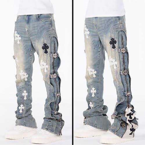 GUAPI VINTAGE BLUE CROSS BUCKLE DENIM