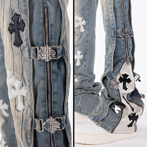 GUAPI VINTAGE BLUE CROSS BUCKLE DENIM