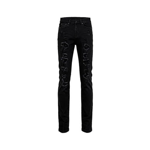 mnml X201 RHINESTONE SKINNY DENIM - BLACK