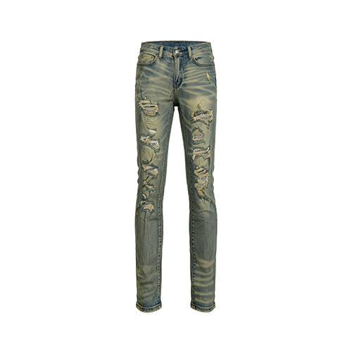 mnml X201 RHINESTONE SKINNY DENIM - BLUE