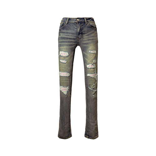 mnml X555 CRYSTAL SKINNY DENIM - BLUE/PINK