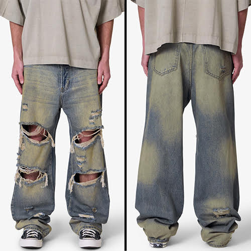 mnml ULTRA BAGGY ORANGE DUSTED DENIM - BLUE