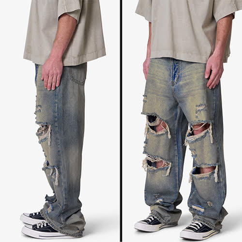mnml ULTRA BAGGY ORANGE DUSTED DENIM - BLUE
