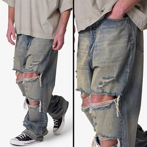mnml ULTRA BAGGY ORANGE DUSTED DENIM - BLUE