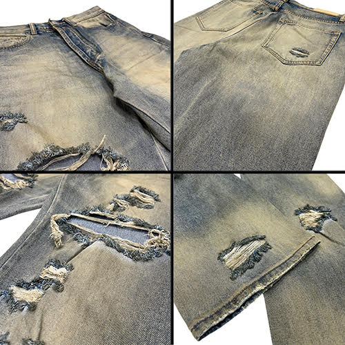 mnml ULTRA BAGGY ORANGE DUSTED DENIM - BLUE