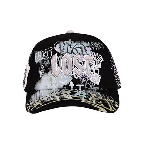 LOST INTRICACY BLACK WHITE NY CANVAS CAP