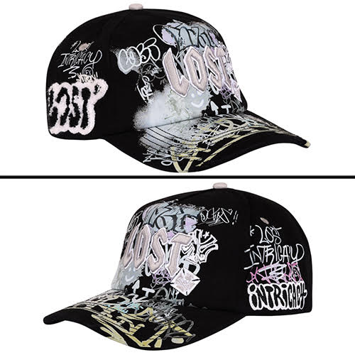 LOST INTRICACY BLACK WHITE NY CANVAS CAP