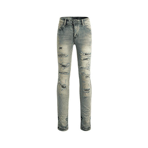 mnml X165 PAISLEY STRETCH SKINNY DENIM - BLUE/BLACK