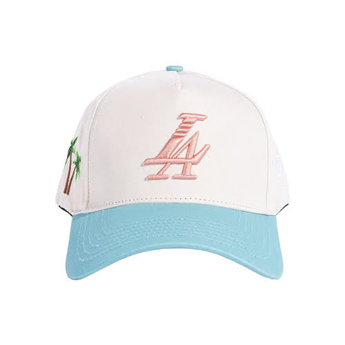 REFERENCE PARADISE LA SNAPBACK CAP CREAM TEAL PINK