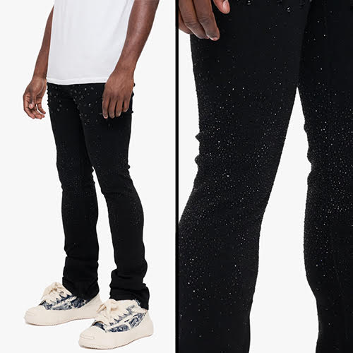 VALABASAS PARREL STACKED FLARE JEAN JET BLACK