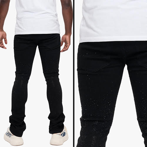 VALABASAS PARREL STACKED FLARE JEAN JET BLACK