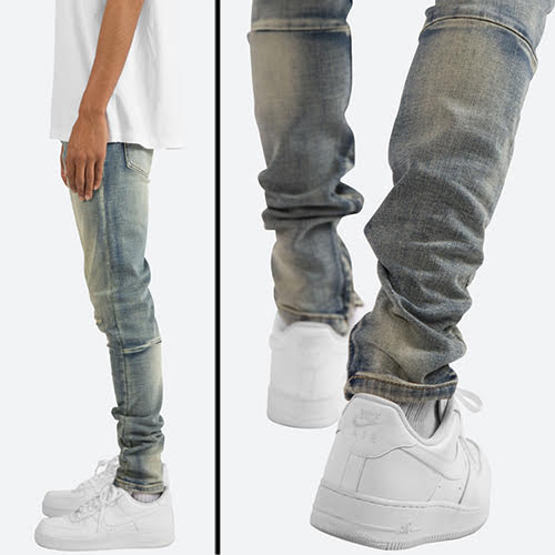 mnml M34 STRETCH SLIM ZIPPER DENIM - BLUE